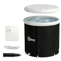 Outsunny Ice Bath Tub for Athletes, 71 Gal Cold Plunge Tub with Cover, Pump, Portable Multiple Layered Inflatable Ice Barrel(m-2)