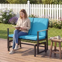 Outsunny Outdoor Glider Bench for 2 Person, Patio Glider Loveseat with Thick Cushions for Garden Balcony Porch, Navy Blue(m-9)