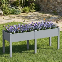 Outsunny Wooden Raised Garden Bed with Legs, 72" x 23" x 30" Elevated Outdoor Planter Box with 6 Drainage Holes(m-9)