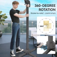 Outsunny 10ft. Solar LED Cantilever Umbrella, Offset Hanging Umbrella with 360°Rotation, Cross Base, 8 Ribs, Tilt and Crank for Yard, Khaki(m-9)