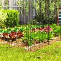 Outsunny Metal Garden Fence, Decorative Fence Set of 6, 181.1" x 38.2", Vegetable Fence, Path Border, Garden Edging, Black(m-9)