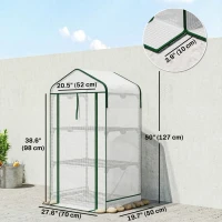 Outsunny Mini Greenhouse with Screen Roof, Portable Small Greenhouse with Roll-Up Zipper Door, 27.6" x 19.7" x 50", White(m-3)