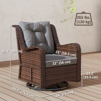 Outsunny PE Rattan 360° Swivel Patio Chair with Cushion, Dark Grey(m-3)