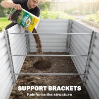 Outsunny 5' x 3' x 2' Raised Garden Bed, Galvanized Planter Box for Growing Flowers, Herbs and Vegetables, Silver(m-10)