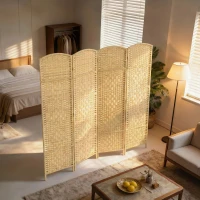 HOMCOM Folding Room Divider Screen 4 Panel 6' Tall Privacy Screen Freestanding Wood Partition for Home Office, Nature Wood(m-7)