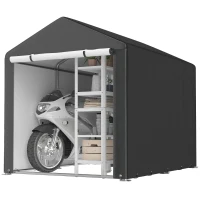 Outsunny Portable Bicycle Shed with Galvanised Steel Frame and Large Door, Waterproof Outdoor Shed for Garden Tools, Black(m-11)