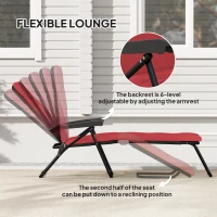 Outsunny Foldable Lounge Chair, Reclining Patio Sun Lounger with 6-Position Adjustable Back, Wine Red(m-4)