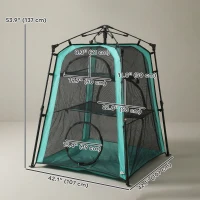 PawHut Cat Tent, 3-Tier Portable Pet Tent for Indoor Outdoor, Cat House with Multi-Door, Carry Bag, Breathable Mesh(m-3)