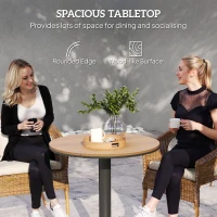 Outsunny Outdoor Side Table, 28" Weather Resistant Round Patio Table with Slatted Design for Garden, Terrace, Balcony, Natural(m-4)