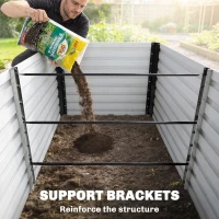 Outsunny 5' x 3' x 2' Raised Garden Bed, Galvanized Planter Box for Growing Flowers, Herbs and Vegetables, Black(m-10)