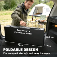 Outsunny Outdoor Grill Cart, Folding Grill Table with Magnetic Knife Holder, Hooks, Spice Rack, Paper Rack, Black(m-5)