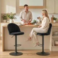 HOMCOM Bar Stools Set of 2, Swivel Counter Height Barstools with Footrest, Black(m-8)