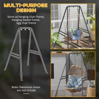 Outsunny Hammock Chair Stand, Hanging Heavy Duty Metal Frame Hammock Stand for Hanging Hammock Air Porch Swing Chair, Egg Cahir, Indoor & Outdoor Use, 48.8" x 56.3" x 70.9" Black(m-6)