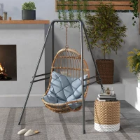 Outsunny Hammock Chair Stand, Hanging Heavy Duty Metal Frame Hammock Stand for Hanging Hammock Air Porch Swing Chair, Egg Cahir, Indoor & Outdoor Use, 48.8" x 56.3" x 70.9" Black(m-8)