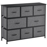HOMCOM 8-Drawer Dresser, 3-Tier Fabric Chest of Drawers, Storage Tower Organizer Unit with Steel Frame for Bedroom, Hallway, Dark Gray(m-1)