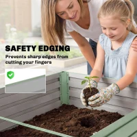 Outsunny 5' x 3' x 2' Raised Garden Bed, Galvanized Planter Box for Growing Flowers, Herbs and Vegetables, Light Green(m-7)