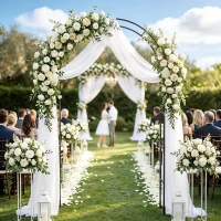 Outsunny 8 ft Steel Garden Arch, Garden Arbor Trellis with Large Base for Climbing Plants, Wedding Arch Stand, Black(m-8)