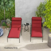Outsunny Patio Chaise Lounge Chair Cushions Replacement Sun Lounger Pads with Headrest and Ties, Set of 2, Wine Red(m-8)