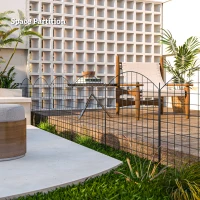 Outsunny Metal Garden Fence, Decorative Fence Set of 6, 181.1" x 38.2", Vegetable Fence, Path Border, Garden Edging, Black(m-6)