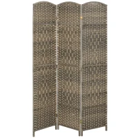 HOMCOM Folding Room Divider Screen 3 Panel 6' Tall Privacy Screen Freestanding Wood Partition for Home Office, Dark Rustic Oak(m-11)