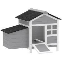 PawHut Wooden Chicken Coop with Nesting Box, Pull-out Metal Tray, for 1-2 Chickens, 36" x 25" x 27"(m-11)