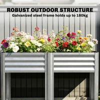 Outsunny Raised Garden Bed with Legs Storage Shelf Elevated Planter Box 31.5" for Flowers Vegetables Silver(m-5)