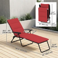 Outsunny Foldable Lounge Chair, Reclining Patio Sun Lounger with 6-Position Adjustable Back, Wine Red(m-3)