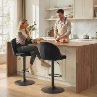 HOMCOM Bar Stools Set of 2, Swivel Counter Height Barstools with Footrest, Black