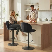HOMCOM Bar Stools Set of 2, Swivel Counter Height Barstools with Footrest, Black(m-1)