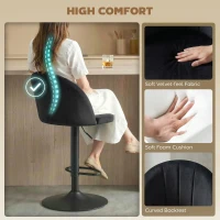 HOMCOM Bar Stools Set of 2, Swivel Counter Height Barstools with Footrest, Black(m-4)