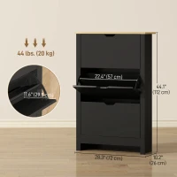 HOMCOM Shoe Storage Cabinet with 3 Flip Drawers and Adjustable Shelves for 18 Pairs of Shoes, Black(m-3)