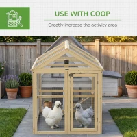 PawHut Wooden Chicken Run, Combinable Design with Perches, 4.6' x 2.8', Nature Wood(m-7)