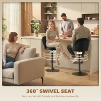 HOMCOM Bar Stools Set of 2, Swivel Counter Height Barstools with Footrest, Black(m-6)