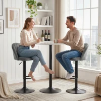 HOMCOM Bar Stools Set of 2, Swivel Counter Height Barstools with Footrest, Grey(m-9)