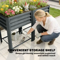 Outsunny Raised Garden Bed with Legs Storage Shelf Elevated Planter Box 31.5" for Flowers Vegetables Dark Grey(m-7)