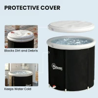 Outsunny Ice Bath Tub for Athletes, 71 Gal Cold Plunge Tub with Cover, Pump, Portable Multiple Layered Inflatable Ice Barrel(m-6)
