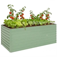 Outsunny 5' x 3' x 2' Raised Garden Bed, Galvanized Planter Box for Growing Flowers, Herbs and Vegetables, Light Green(m-11)