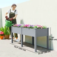 Outsunny Wooden Raised Garden Bed with Legs, 72" x 23" x 30" Elevated Outdoor Planter Box with 6 Drainage Holes(m-3)