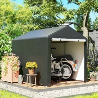 Outsunny Portable Bicycle Shed with Galvanised Steel Frame and Large Door, Waterproof Outdoor Shed for Garden Tools, Black(m-7)