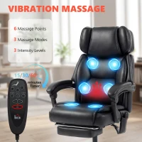 HOMCOM High Back Vibration Massage Office Chair Heated Reclining Computer Chair w/ Footrest, Swivel Wheels, Remote, Black(m-4)