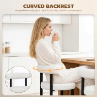 HOMCOM Bar Stools Set of 2, Sherpa Upholstered Barstools with Backrest, Bar Height Stools with Footrest for Kitchen Island(m-5)