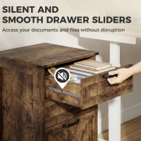 HOMCOM Vertical File Cabinet with 3 Drawers, Rustic Farmhouse Office Storage Cabinet for A4, Letter Size, Rustic Brown(m-7)