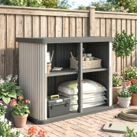 Outsunny 127 Gallon Outdoor Storage Box, UV Resistant Garden Storage Container for Patio, Porch, Poolside, Light Brown(m-9)