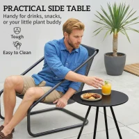 Outsunny Outdoor Bistro Set, 3 Piece Patio Furniture Set with 2 C Spring Chairs and Round Table for Balcony, Light Grey(m-9)