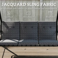 Outsunny 3-Seat Patio Swing Chair, Outdoor Swing Glider with Adjustable Canopy, Removable Thicken Cushion, and Weather Resistant Steel Frame, for Garden, Poolside, Backyard, Black(m-5)