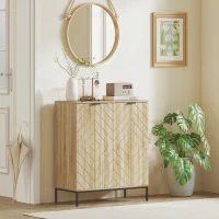 HOMCOM Shoe Storage Cabinet for 15 Pairs, Freestanding Shoe Cabinet with Doors and Adjustable Shelves for Hallway, Oak(m-9)