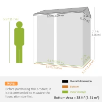 Outsunny 7' x 6' Tall Outdoor Storage Shed, Waterproof Metal Garden Shed with Gloves, Lockable Door, Silver Grey(m-3)