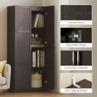 HOMCOM Farmhouse Pantry Cabinet, 71" Tall Kitchen Pantry Storage Cabinet with Soft-Close Hinges, Adjustable Shelves, Espresso(m-7)