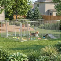 PawHut Dog Playpen Outdoor, Walk-in Dog Run Kennel Puppy Exercise Pen Indoor Outdoor with DIY Door and Galvanized Steel Frame(m-8)