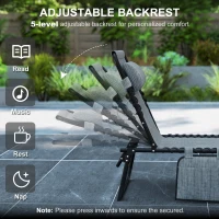 Outsunny Folding Chaise Lounge Chair, Patio Sun Tanning Chair, Outdoor Chaise Lounger with 5-Position Reclining Back, Breathable Mesh Seat for Beach, Poolside, Yard, Gray(m-4)